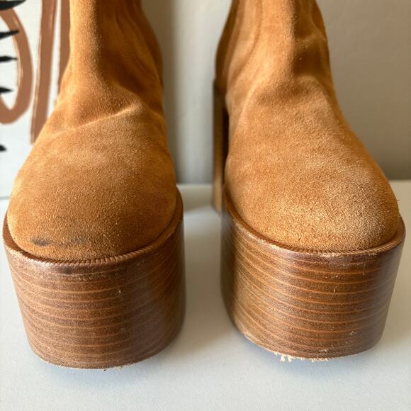 Simon Miller High Raid Platform Chunky Suede Leather Platform Brown Boot Size 38 - Picture 3 of 10